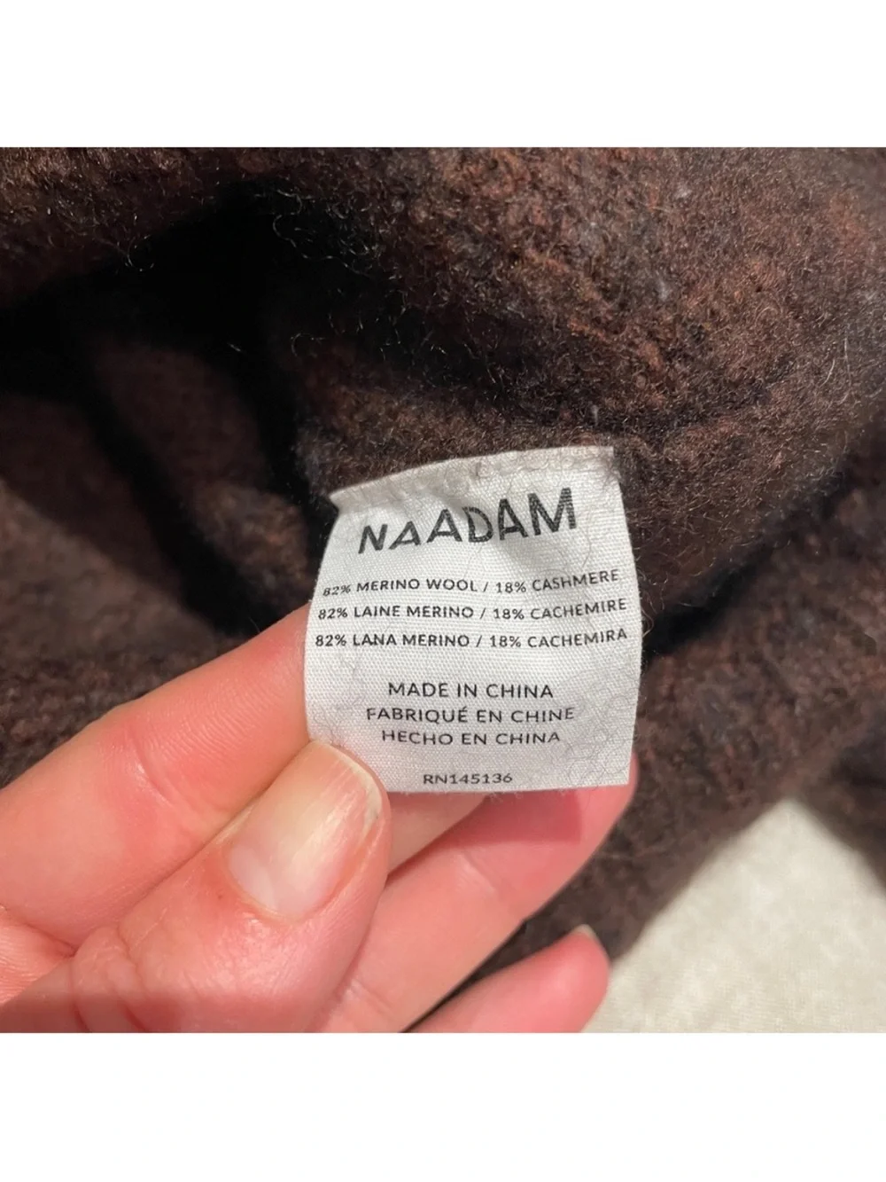 Naadam Merino Wool / Cashmere balloon sleeve sweater in chocolate brown size S
